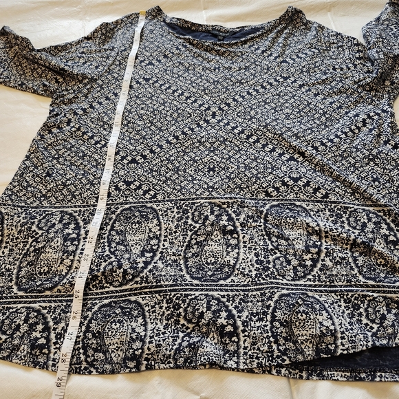 Lucky Brand Size 2X Blue and White Geometric Tunic - Picture 5 of 6